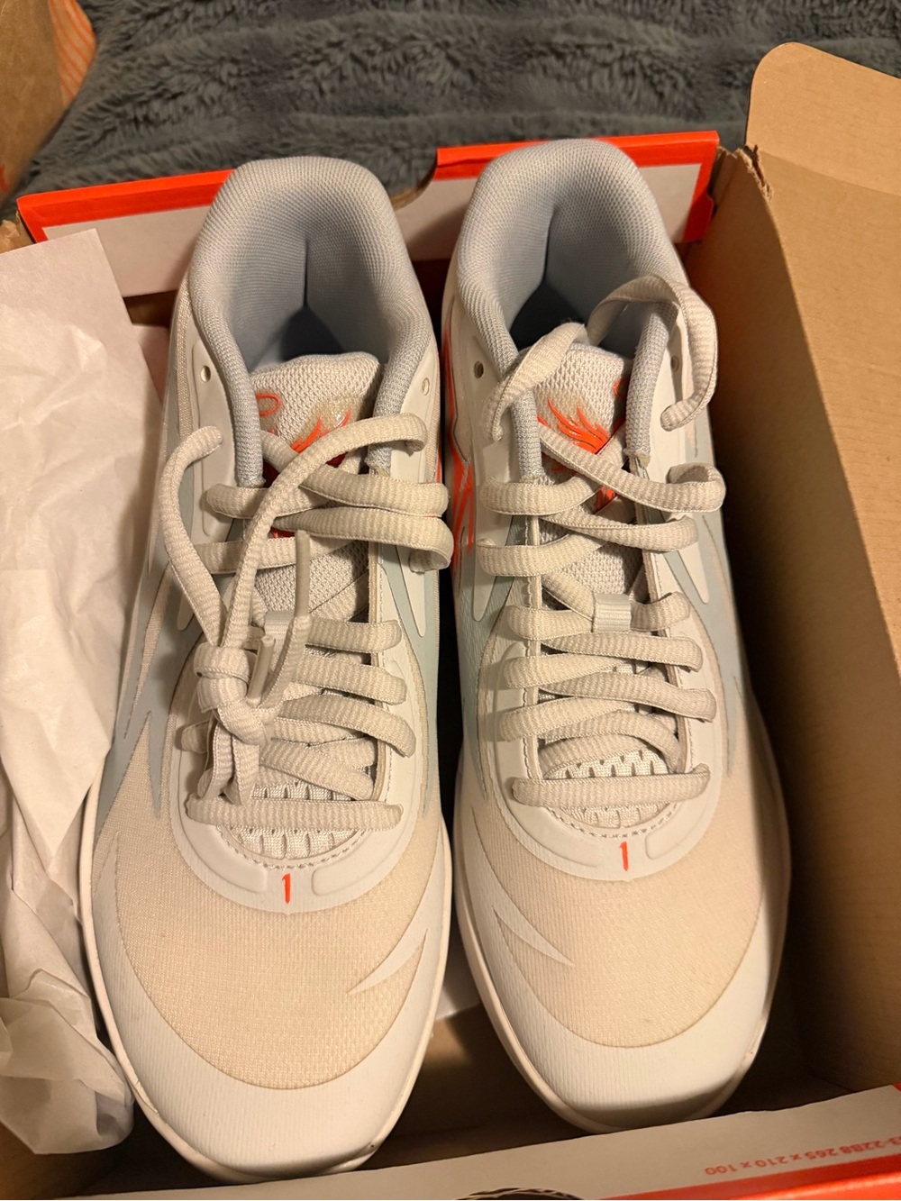 Mello Puma Light Beige and Orange Low-Top Sneakers